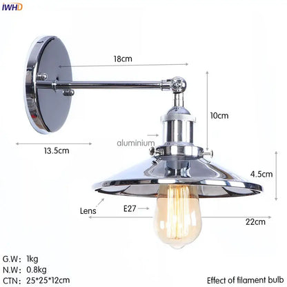 Industrial antique gold rustic wall lamps bathroom sconce light