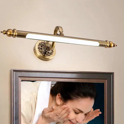 Antique golden ornate led mirror lamp bedroom bronze vanity light