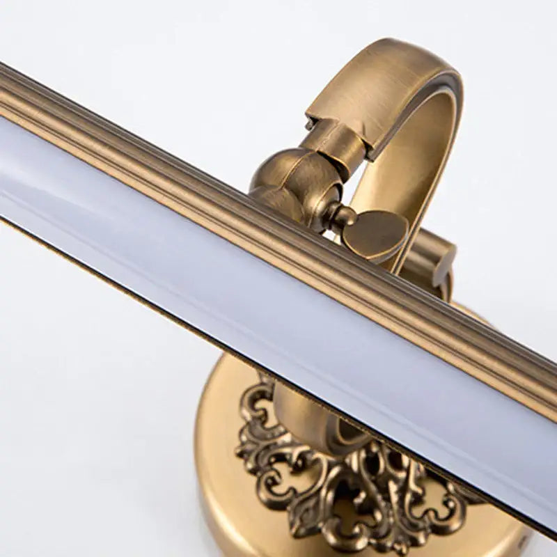 Antique golden ornate led mirror lamp bedroom bronze vanity light