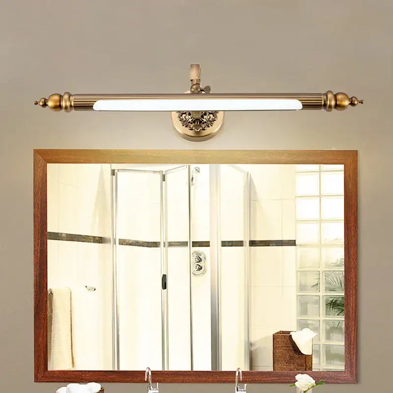 Antique golden ornate led mirror lamp bedroom bronze vanity light