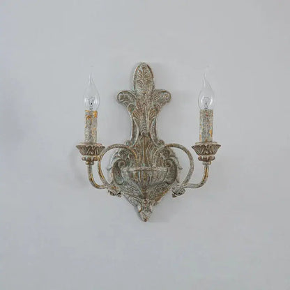 Antique iron double headed wall lamp bedroom retro sconce