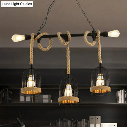 Industrial industrial iron hanging island light kitchen black & beige