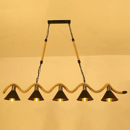 Industrial industrial iron hanging island light kitchen black & beige