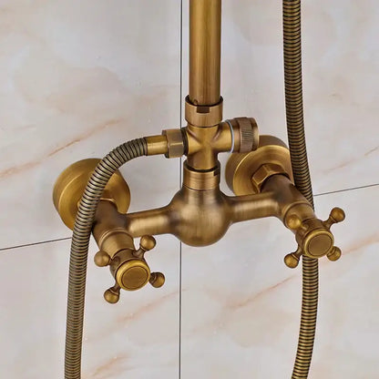 Antique brass rainfall shower mixer tap set bathroom faucet assembly