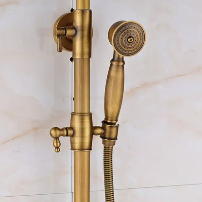 Antique brass rainfall shower mixer tap set bathroom faucet assembly