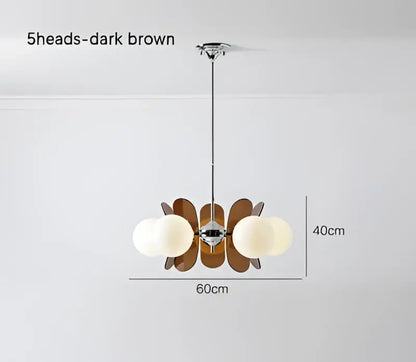 Antique style chandelier wood leaf pendant light – living room