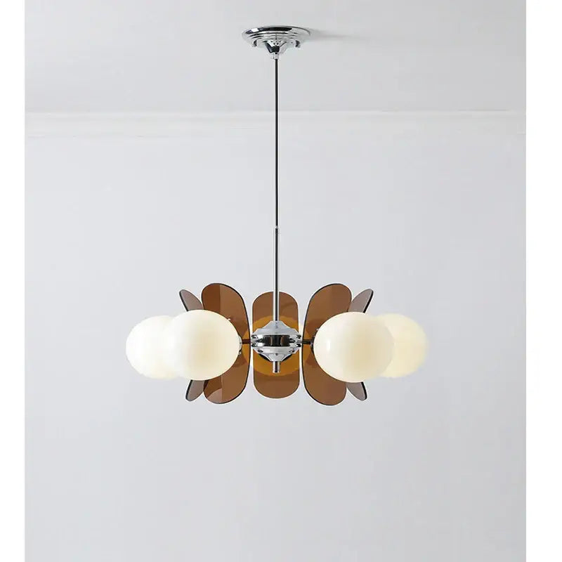 Antique style chandelier wood leaf pendant light – living room