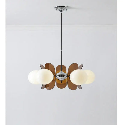 Antique style chandelier wood leaf pendant light – living room