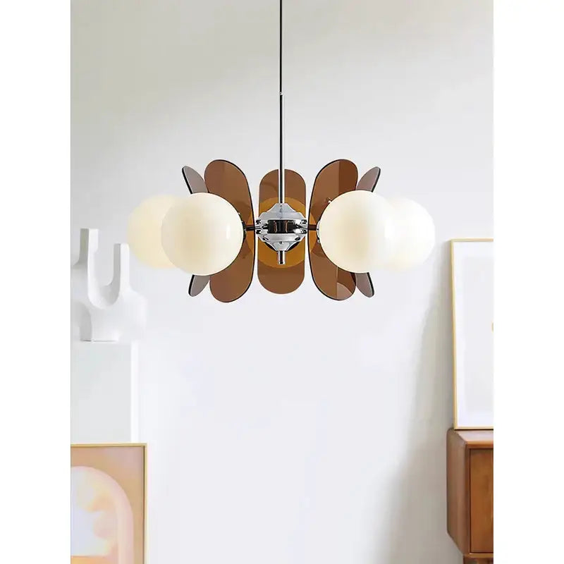 Antique style chandelier wood leaf pendant light – living room