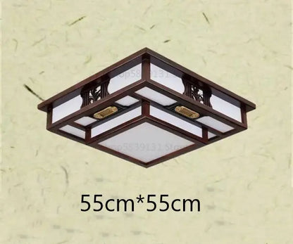Antique style solid wood chinese landscape ceiling light bedroom