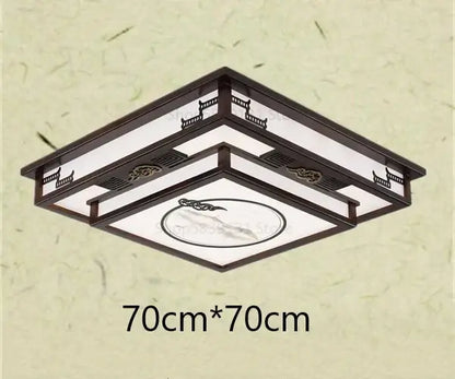 Antique style solid wood chinese landscape ceiling light bedroom