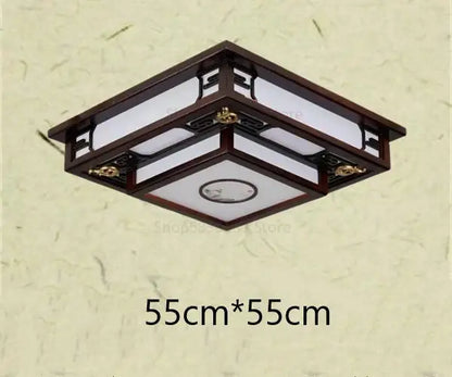 Antique style solid wood chinese landscape ceiling light bedroom