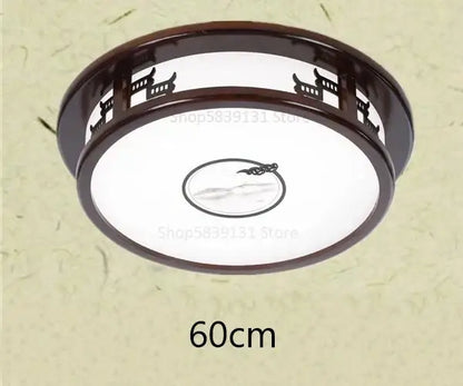 Antique style solid wood chinese landscape ceiling light bedroom