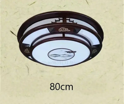 Antique style solid wood chinese landscape ceiling light bedroom