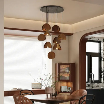 Antique style bronze solid wood pendant light living room chandelier