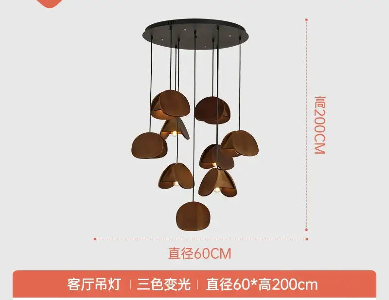 Antique style bronze solid wood pendant light living room chandelier