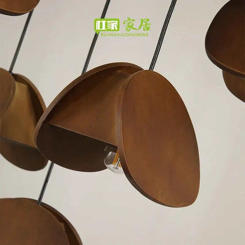 Antique style bronze solid wood pendant light living room chandelier