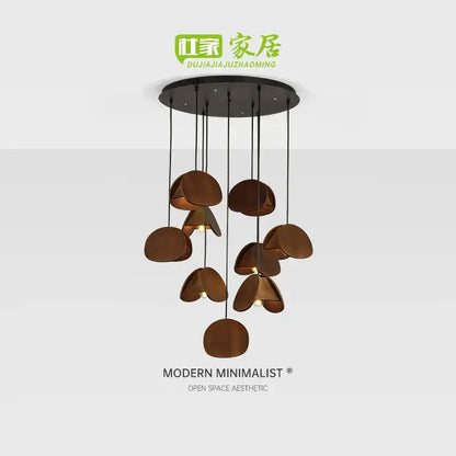 Antique style bronze solid wood pendant light living room chandelier