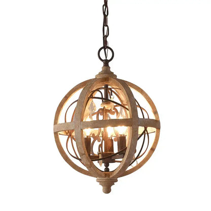 Antique wood globe chandelier for dining room pendant light