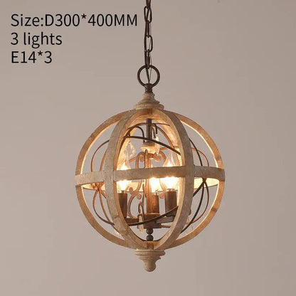 Antique wood globe chandelier for dining room pendant light