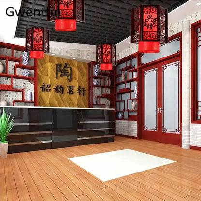 Antique wood pendant lights traditional chinese lantern dining room
