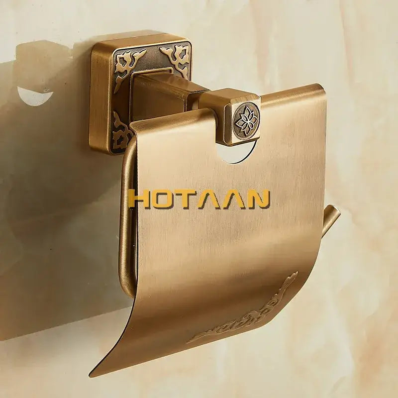 Antique floral brass toilet paper holder bathroom wall mount