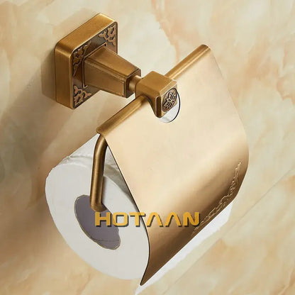 Antique floral brass toilet paper holder bathroom wall mount