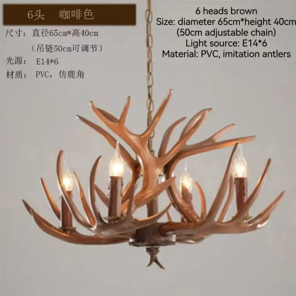 Rustic bronze antler branch ceiling chandelier dining room light
