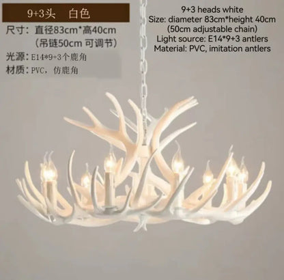 Retro rustic bronze antler branch ceiling chandelier dining room lighting