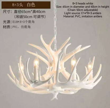 Retro rustic bronze antler branch ceiling chandelier dining room lighting