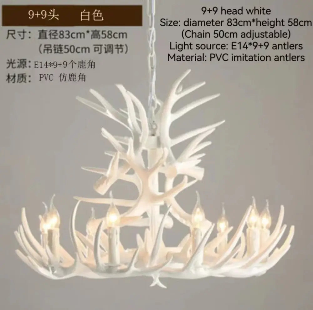 Retro rustic bronze antler branch ceiling chandelier dining room lighting