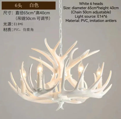 Rustic bronze antler branch ceiling chandelier dining room light