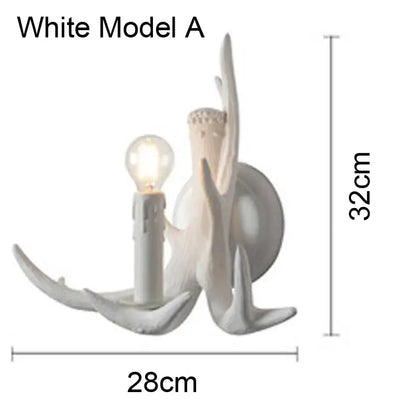 Retro natural wood resin antler chandelier dining room light