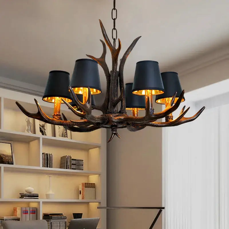 antler chandelier bronze & black light for dining room