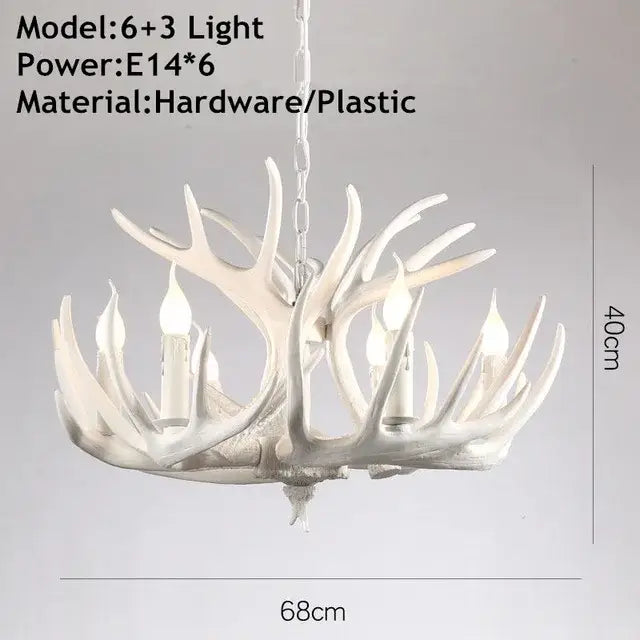Industrial golden brown antler pendant chandelier dining room light