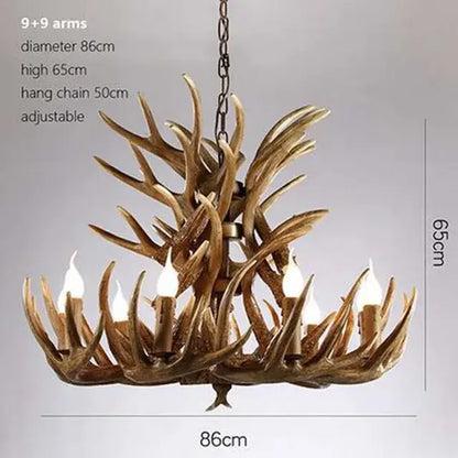 antler pendant chandelier golden 6 light living room lamp
