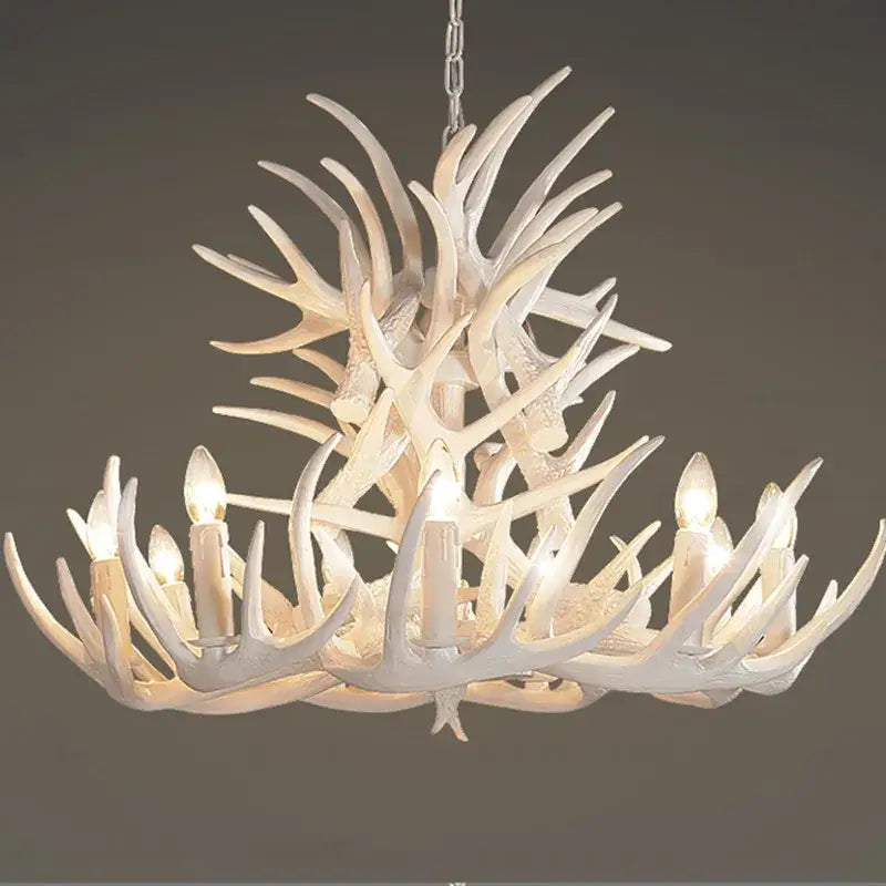 antler pendant chandelier golden 6 light living room lamp