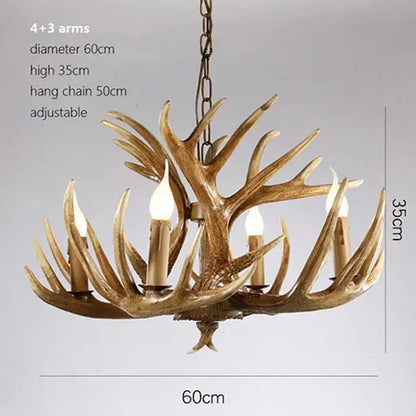 antler pendant chandelier golden 6 light living room lamp