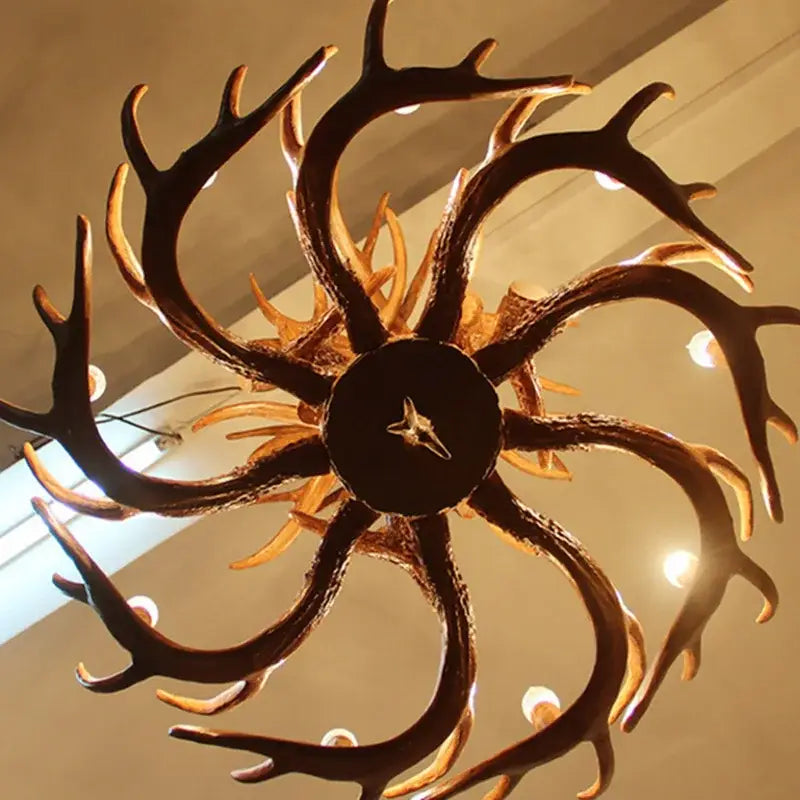 antler pendant chandelier golden 6 light living room lamp