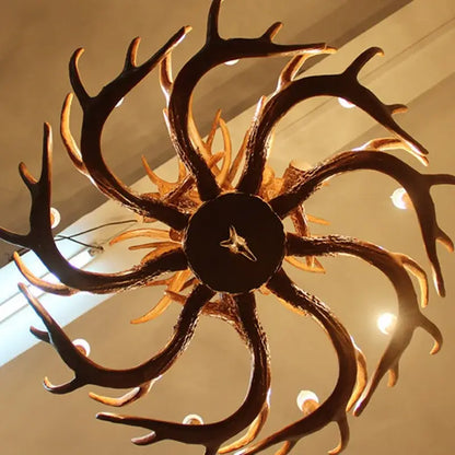 antler pendant chandelier golden 6 light living room lamp