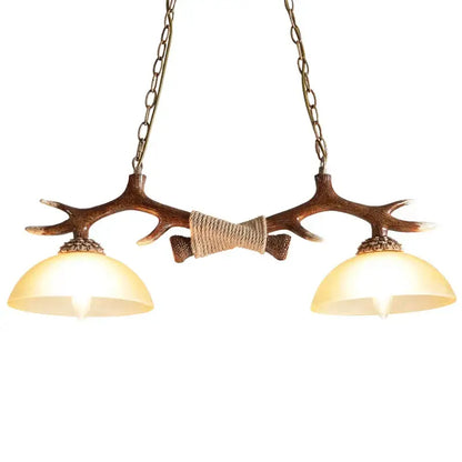 Rustic brown antler resin chandelier dining room rope pendant light