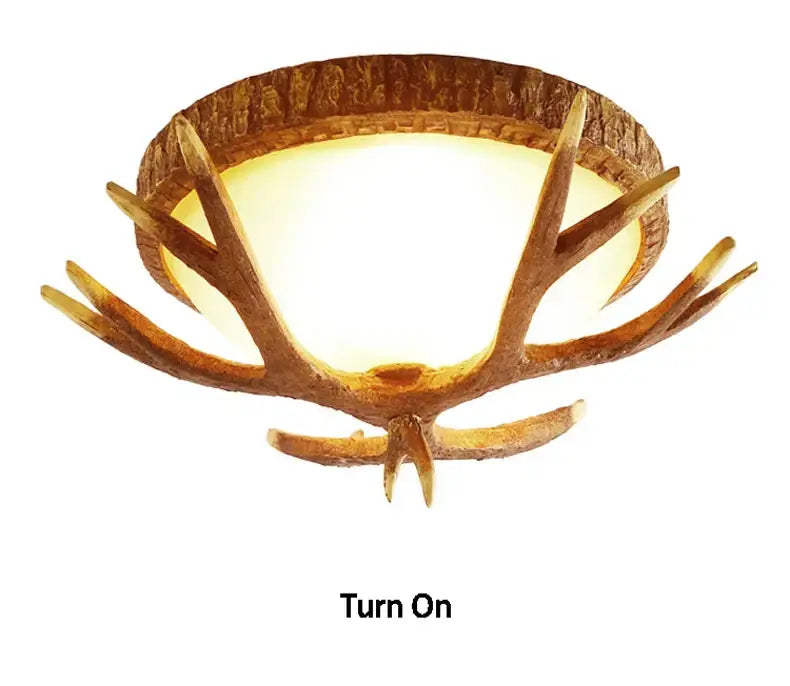 Rustic american antler resin glass ceiling light living room