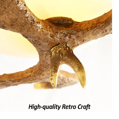 Rustic american antler resin glass ceiling light living room