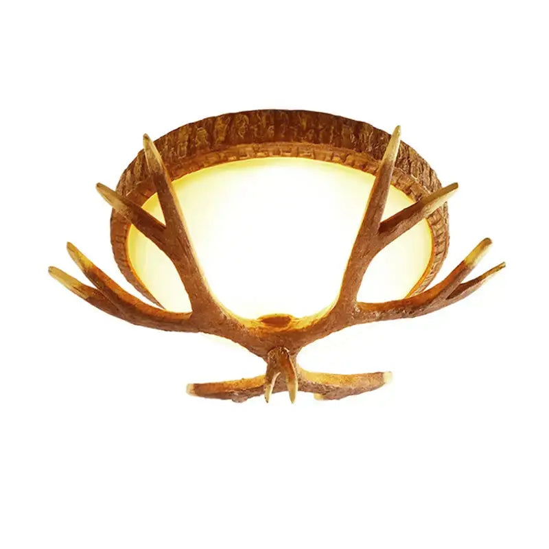 Rustic american antler resin glass ceiling light living room