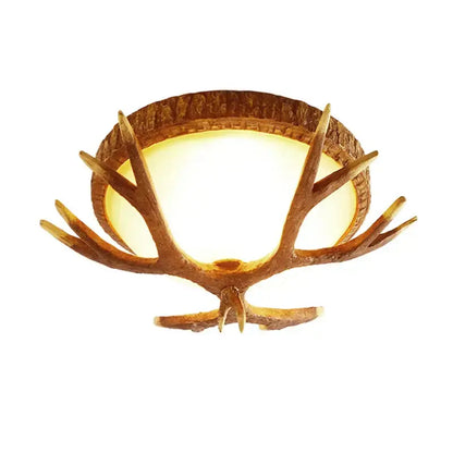 Rustic american antler resin glass ceiling light living room