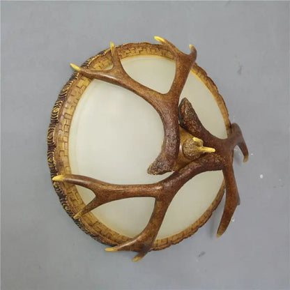 Rustic american antler resin glass ceiling light living room