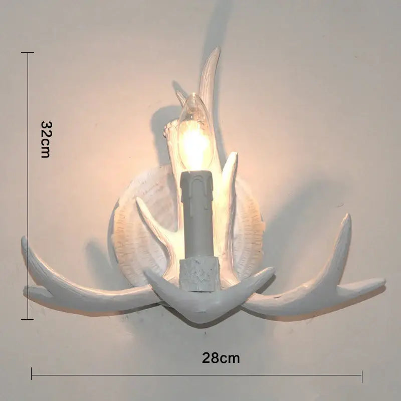 Rustic brown & copper antler resin wall lamp living room
