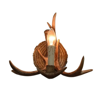 Rustic brown & copper antler resin wall lamp living room