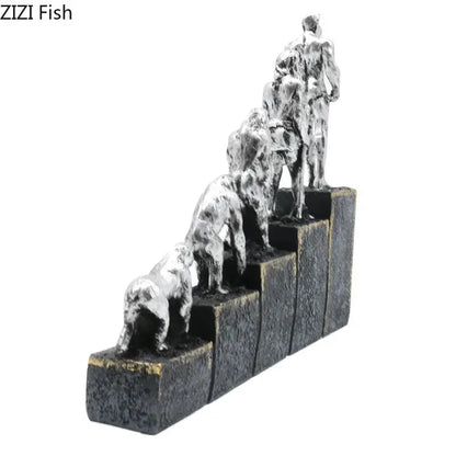 Silver man evolution sculpture – living room resin artwork decor