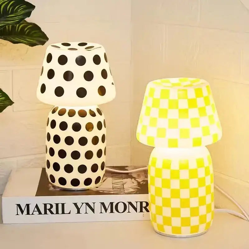 Minimalist white mushroom glass table lamp bedroom night light